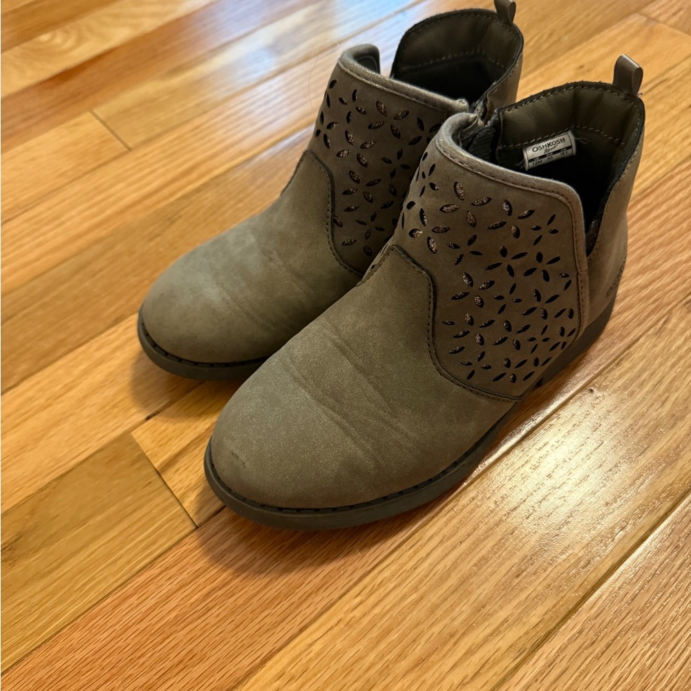 OshKosh B'gosh tan Ankle Boots with Laser-Cut Design